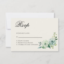 Quinceanera Green floral Reply RSVP Card Karte