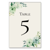Quinceanera green floral Table Number Card Tischnummer (Rückseite)