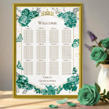 Quinceanera Green Seating Chart Signature Butterfl