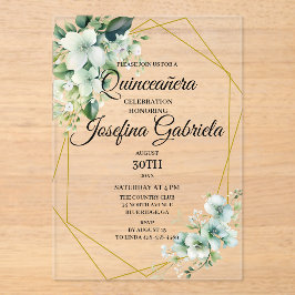 Quinceanera grüne Blumen Acryleinladungen