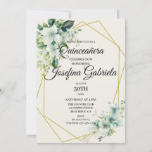 Quinceañera Grüne Blumen-Einladung