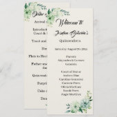 Quinceanera grüne florale doppelseitige Programmka Programm (Vorne/Hinten)