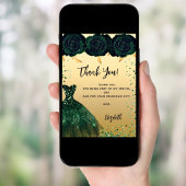 Quinceanera grünen Kleid Blume Dank Karte