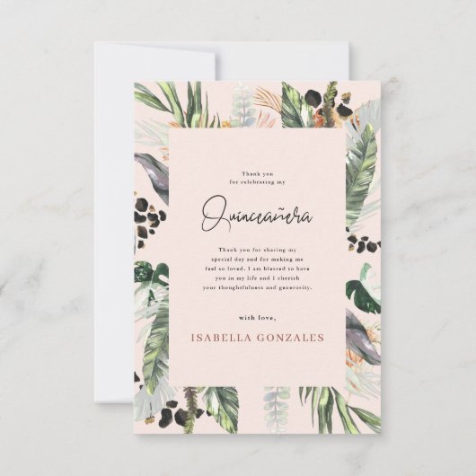 Quinceañera | Grünpflanzen & Terra Cotta Jungle Dankeskarte (Rückseite)