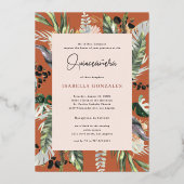 Quinceañera | Grünpflanzen & Terra Cotta Jungle Folieneinladung (Rückseite)