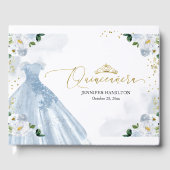 Quinceanera Guest Book Blue Dress Floral Gästebuch (Vorderseite)