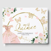 Quinceanera Guest Book Blush Butterfly Dress Gästebuch (Vorderseite)