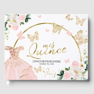 Quinceanera Guest Book Blush Butterfly Dress Gästebuch