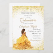 Quinceanera Guest Yellow Einladung (Vorne/Hinten)