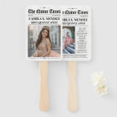Quinceañera Hand Fans, 15th Birthday Newspaper Fächer (Vorne und Hinten)