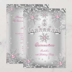 Quinceanera Hellrosa Silber Winter Wonderland Einladung