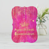 Quinceanera/Herzstränge/Prinzessin/Krone Einladung (Stehend Vorderseite)