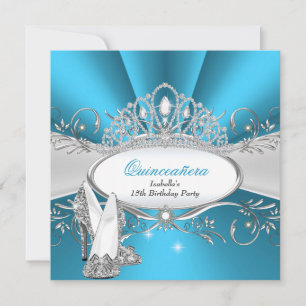 QUINCEANERA High Heels Blaue Diamant Tiara Einladung
