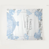 Quinceanera Hintergrund Dusty Blue Dress Butterfly Wandteppich (Vorderseite (Horizontal))