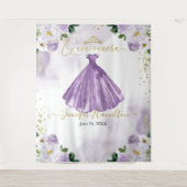 Quinceanera Hintergrund Lila Blumenkleid Wandteppich (Vorderseite)
