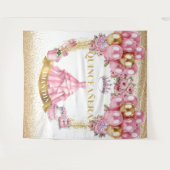 Quinceañera Hintergrund Rosa Gold Glitzer Prinzess Wandteppich (Vorderseite (Horizontal))