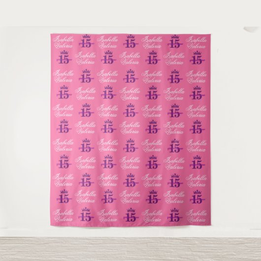 Quinceanera-Hintergrund Step-and-Repeat Wandteppich (Vorderseite)