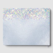Quinceanera Holographic Confetti Dusty Blue Dress Gästebuch (Rückseite)