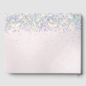 Quinceanera Holographic Confetti Dusty Blue Dress Gästebuch (Rückseite)