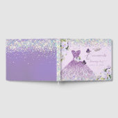 Quinceanera Holographic Confetti Dusty Lila Gästebuch (Voll)