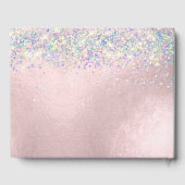 Quinceanera Holographic Confetti White Silver Gästebuch (Rückseite)