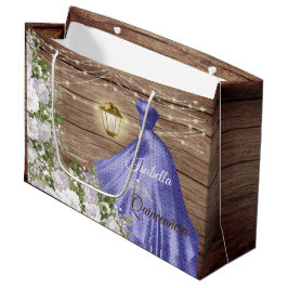 Quinceañera Holz und violette Blumen Große Geschenktüte
