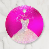 Quinceanera Hot Pink+Blush Sparkleider Princess Geschenkanhänger (Rückseite)