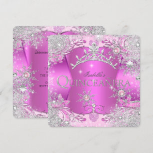 Quinceanera Hot Pink Winter Wonderland Diadem Einladung