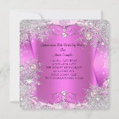 Quinceanera Hot Pink Winter Wonderland Tiara Einladung (Rückseite)