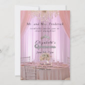 Quinceanera Hübsch Pink Gown Kronleuchter Crown Einladung (Rückseite)