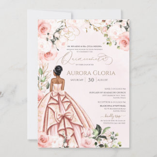 Quinceanera Hübsch Pink Schöne Rosa Rose 15. Einladung