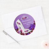 Quinceanera Hübsch Princess Lila Pink Roses 3R Runder Aufkleber (Umschlag)