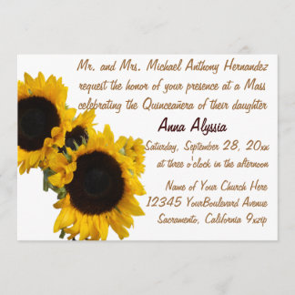 Quinceanera Hübsche Sonnenblumen Einladung