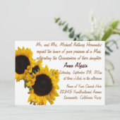 Quinceanera Hübsche Sonnenblumen Einladung (Stehend Vorderseite)