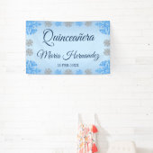 Quinceañera Ice Blue Silver Winter Schneeflocke Banner (InSitu)