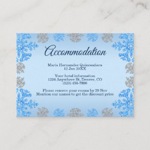 Quinceañera Ice Blue Silver Winter Schneeflocke Begleitkarte