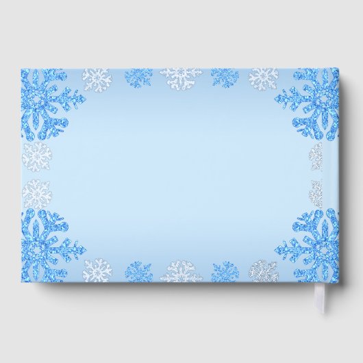 Quinceañera Ice Blue Silver Winter Schneeflocke Gästebuch (Rückseite)