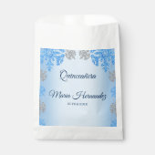 Quinceañera Ice Blue Silver Winter Schneeflocke Geschenktütchen (Vorderseite)