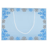 Quinceañera Ice Blue Silver Winter Schneeflocke Große Geschenktüte (Rückseite)