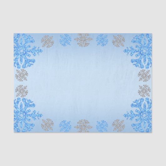Quinceañera Ice Blue Silver Winter Schneeflocke Seidenpapier (Vorderseite)
