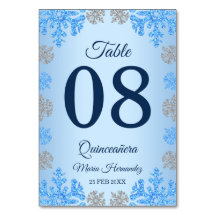 Quinceañera Ice Blue Silver Winter Schneeflocke