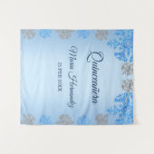 Quinceañera Ice Blue Silver Winter Schneeflocke Wandteppich (Vorderseite (Horizontal))
