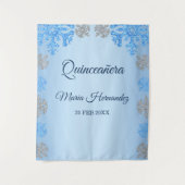 Quinceañera Ice Blue Silver Winter Schneeflocke Wandteppich (Vorderseite)