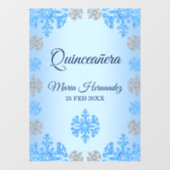 Quinceañera Ice Blue Silver Winter Snowflake Fensteraufkleber (Blatt)