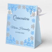 Quinceañera Ice Blue Silver Winter Snowflake Geschenkschachtel (Rückseite)