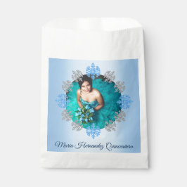Quinceañera Ice Blue Silver Winter Snowflake Geschenktütchen