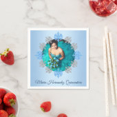 Quinceañera Ice Blue Silver Winter Snowflake Serviette (Beispiel)