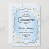 Quinceanera - Icy Blue Silver Einladung (Vorderseite)