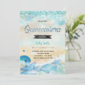 Quinceanera im Rahmen der Seeeinladung Einladung (Stehend Vorderseite)