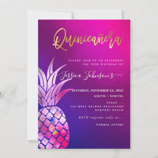 Quinceanera, Imitate Gold Ananas Save The Date